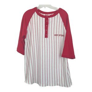 Vintage 80s NBC Sports T-Shirt Size Extra Large White Red Stripes Quadro USA